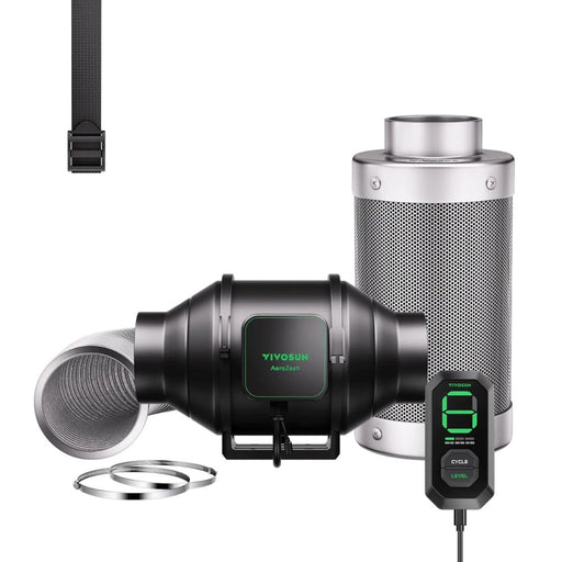 VIVOSUN AeroZesh S4, S6 or S8 Fan, E12 Controller, Ducting &Filter KIT