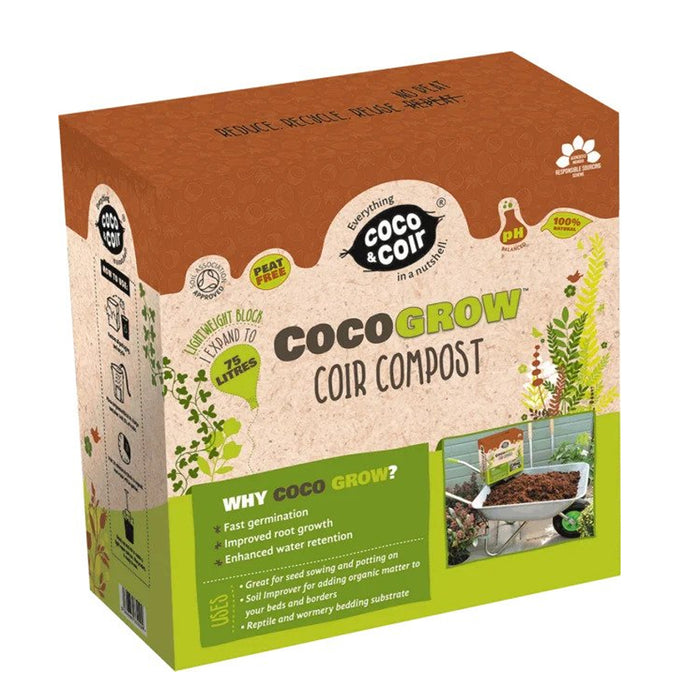 Coco & Coir Coco Grow 75L Compressed Coir Compost Organic, Natural Peat Free